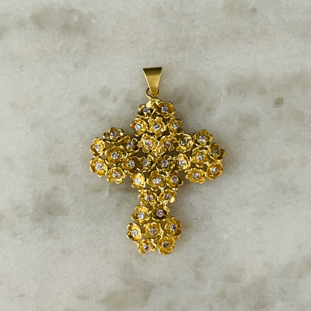 Gold Plated Cross Crystal Pendant